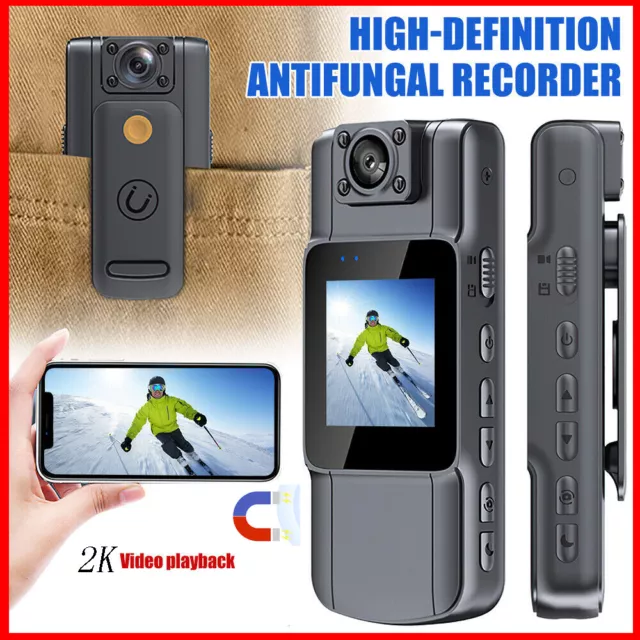 2K HD180° WiFi Video Recorder DVR IR Night Cam Camcorder Mini Body Police Camera