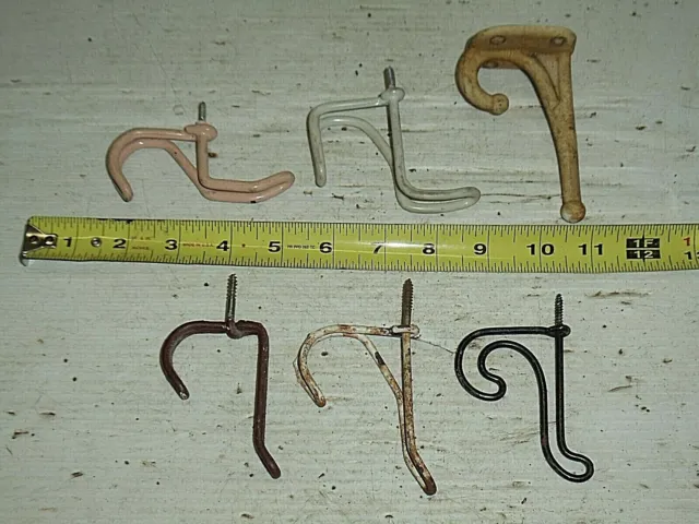 OLD VINTAGE LOT Misc. Coat Hooks Hangers Twisted Wire Cast Iron