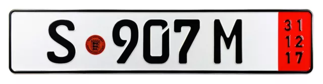 Mercedes Porsche Stuttgart Red Export German License Plate - Unique Number NEW