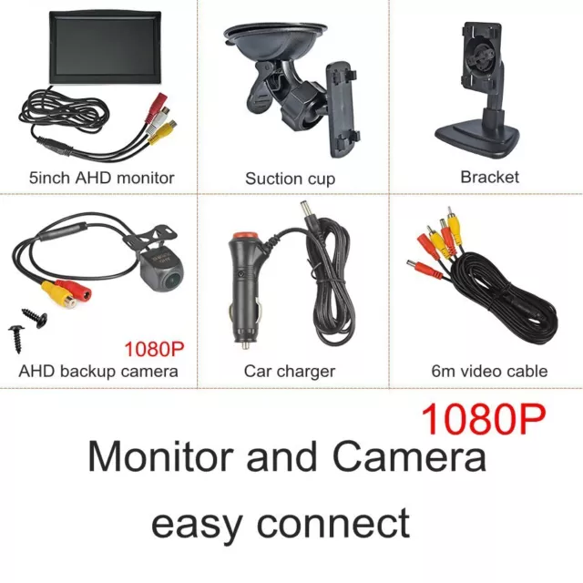 5" AHD IPS Car Monitor 1920x1080P HD 170 Degree Starlight Night Vision Backup