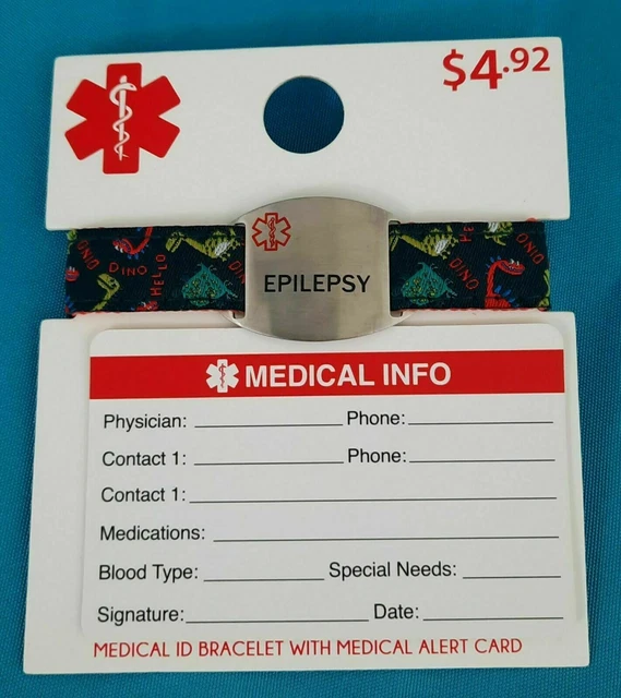 Medical-Alert ID Bracelet Emergency First Aid Cloth Wristband Unisex Epilepsy  2