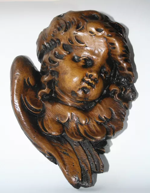 Angel Cherub Unique Ornament Carving Architectural Antique Medieval Church wood