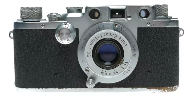 Leica IIIc Shark Skin camera with Elmar f=5cm 1:3.5 RF vintage lens