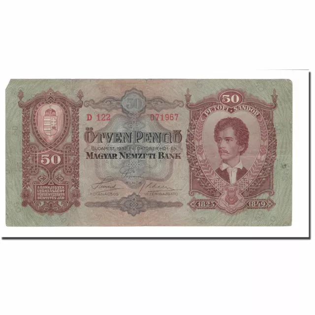 [#565059] Banknote, Hungary, 50 Pengö, 1932, 1932-10-01, KM:99, VF(20-25)