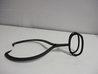 Vintage Ice Block Tongs Large Double handle Wrought Iron hay bale farm tool 2