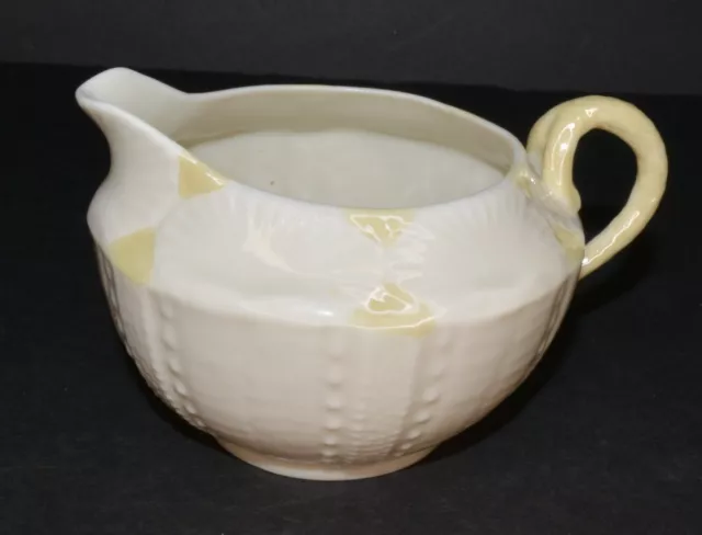 Vintag BELLEEK Parian China YELLOW Mark Ireland NEW SHELL YELLOW Pattern Creamer