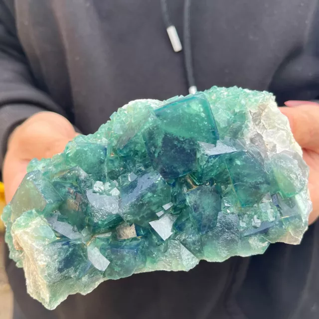 2.7lb Natural Green cube FLUORITE Quartz Crystal Cluster Mineral Specimen