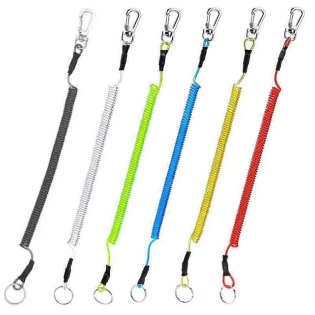 Retractable Spring Coil Spiral Stretch Chain Keychain Key Ring Outdoor Anti-lost