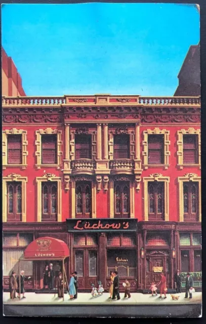 Luchow’s German Restaurant New York City Beer Wine Chrome Postcard.
