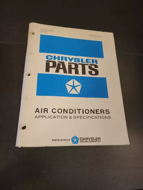 1967 Chrysler Air Conditioners Application Specifications Guide Catalog Manual