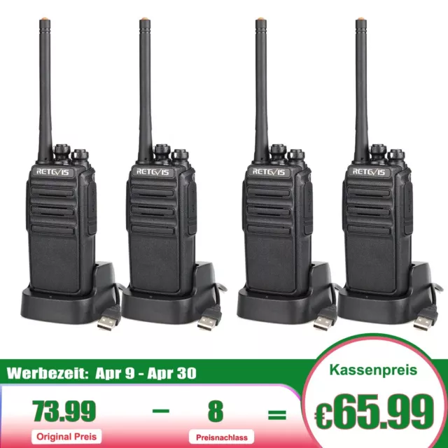 Retevis RT24 PMR446 Walkie Talkie Lizenzfrei Funkgeräte CTCSS/DCS 16Kanäle(4pcs)