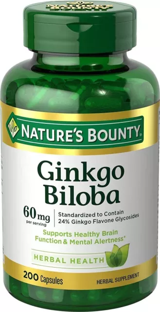 Nb Ginko Biloba 60mg Size 200ct Support Memory Brain Mild Anti Aging 8/2025