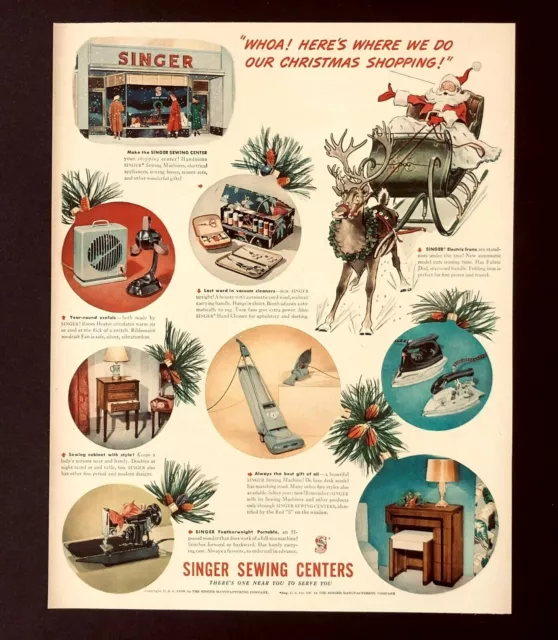 1968 Singer Sewing Center Advertisement Christmas Gifts Santa Claus Vtg Print AD