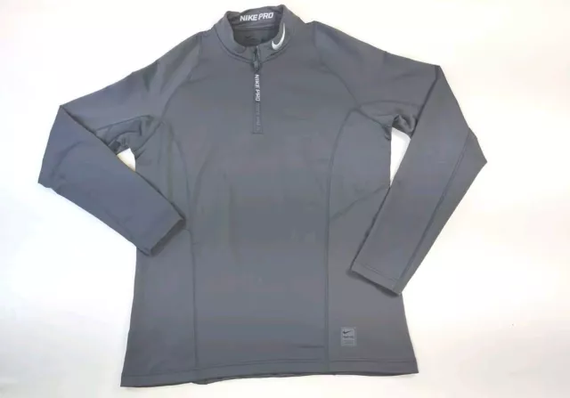 Nike Pro Hyperwarm Shirt Mens Large Gray 1/4 Zip Long Sleeve Henley Golf Dri-Fit