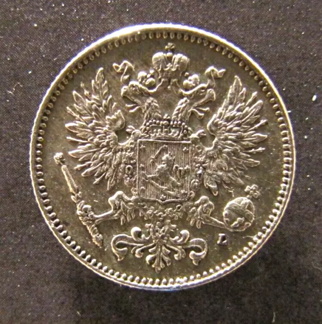 ✔50 Pennia 1911 L Silver Finland/Russia Finlandia Finnish coin combined shipping