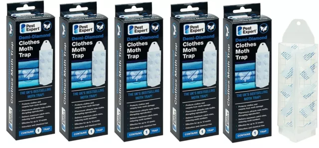 Pest Expert Clothes Moth Trap Demi-Diamond (5x Holders & 5x Pads)