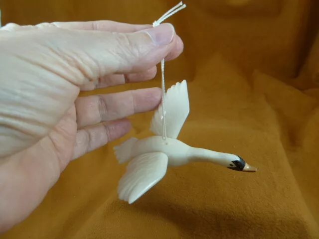(tne-bir-sw-375c) white Swan TAGUA NUT ornament palm tree Figurine swans