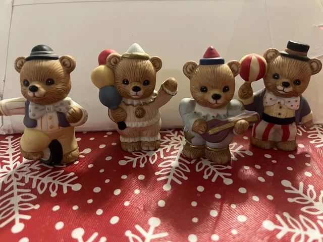 Vintage HOMCO Circus Clown Bear Porcelain Figurines Set of 4 #1449 Mint
