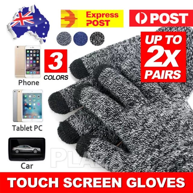 2x Women Men Warm Touch Screen Soft Wool Winter Gloves Warmer Mobile Phone Sport