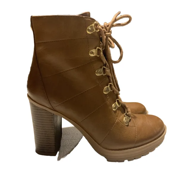 GBG GUESS Womens Brown Heel Combat Boots 7M  [D2]