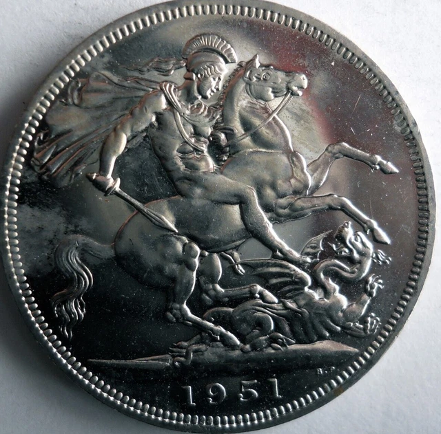 1951 GREAT BRITAIN CROWN - Excellent Large PROOF Coin - Lot #J5