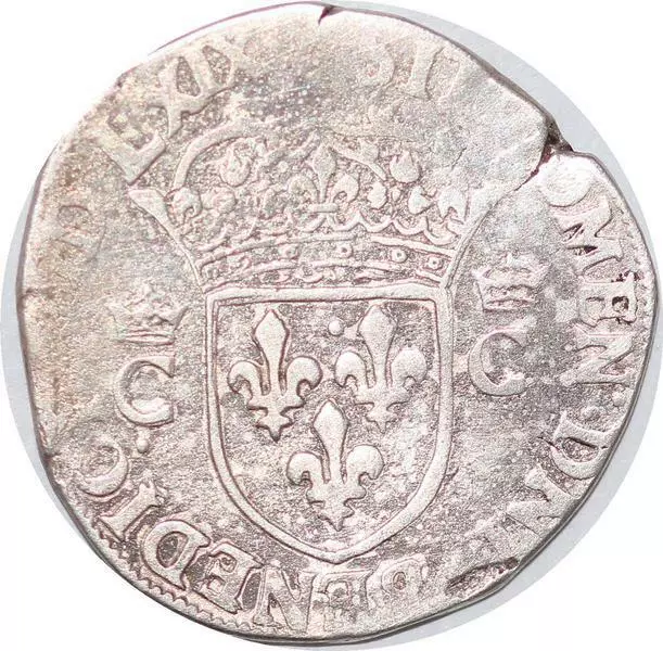 S4203 Rare Teston 2e type Charles IX point 18e au revers 1569 A Paris Silver