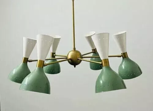 6 Arms Light Mid Century Stilnovo Style Modern Brass Sputnik Chandelier