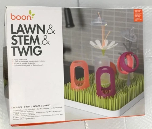 Boon Lawn Bottle Drying Rack - Twig Gray and Stem White  DMG BOX
