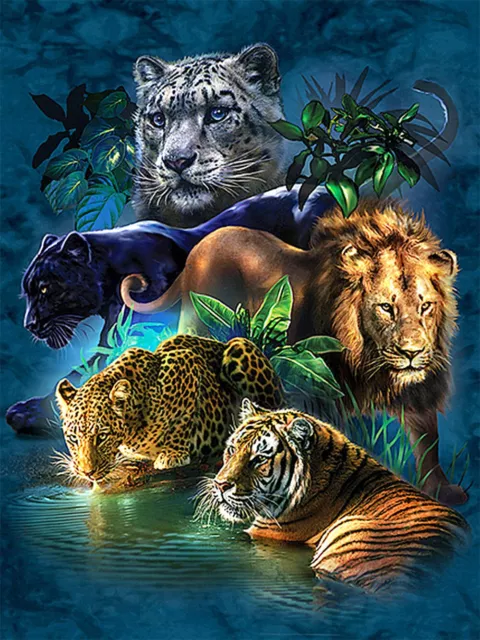 5D Diamond Painting Stickerei Kreuzstich Bilder Set Löwe Panther,Tiger,Leopard