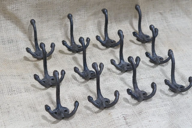 12 Cast Iron Rustic School Style Coat Hooks Hat Hook Rack Hall Tree Acorn Hook
