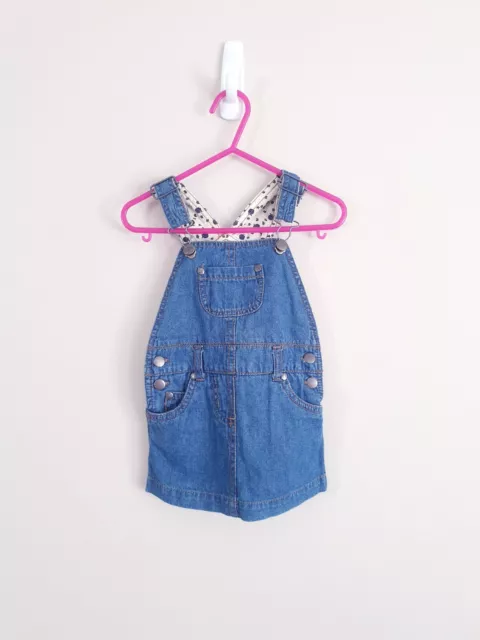 Cotton On Denim Overalls Dress Pinafore Baby Girls Size 1 - 2