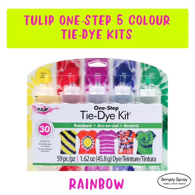 Tie Dye Kit Tulip 5 colour DIY RAINBOW pack FREE POST-dyes up to 30 projects