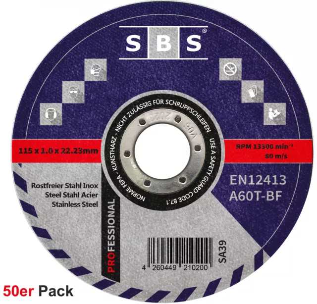 SBS® Trennscheiben Ø 115mm x 1mm 50 Stück INOX Flexscheiben Metall V2A