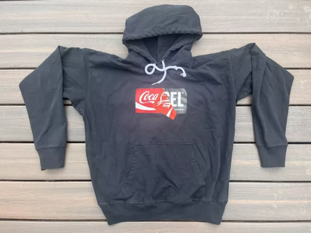 Diesel Coca Cola Mens Black Pullover Hooded Sweat Shirt Size Medium