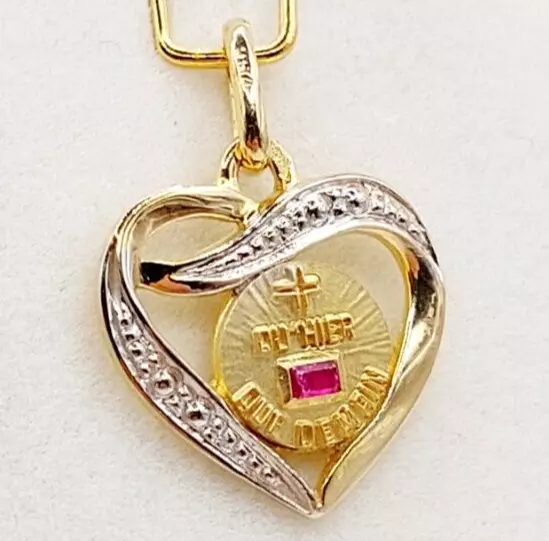 Pendentif médaille d'amour or 18k "+ qu'hier - que demain" AUGIS -L’Attentionnée