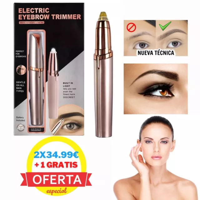 Depiladora recortador Facial Mujer recargable,Cejas,Vello,nariz,cuerpo,luz LED