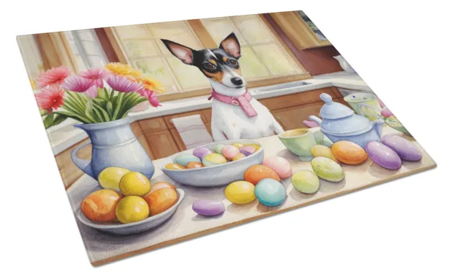 Decorating Easter Rat Terrier Glass Cutting Board Large DAC6884LCB