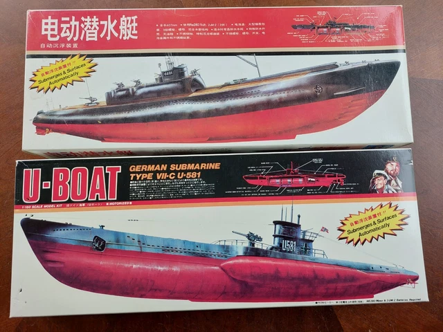 LEE x2 Motorized 1:150 German Submarine & 1:300 U-Boat Model Ship Kits *Open Box