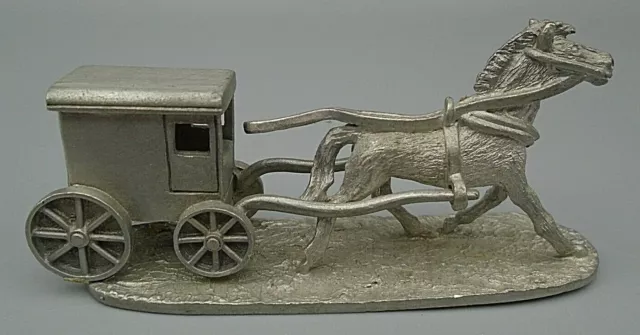 Vintage Spoontiques Pewter Miniature Horse & Carriage Figurine 1986