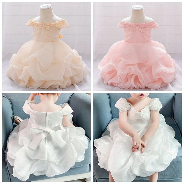 Baby Girls Wedding Birthday Party Off-shoulder Princess Maxi Dress Formal Desses