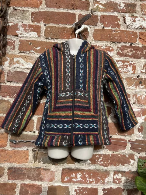 Felpa con cappuccio/giacca bambini etnica spessa cappotto hippie/boho/festival, 4-5 anni