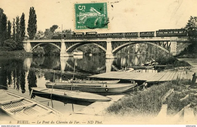 S6253 cpa 92 Rueil - Le Pont du Chemin de Fer " Train "