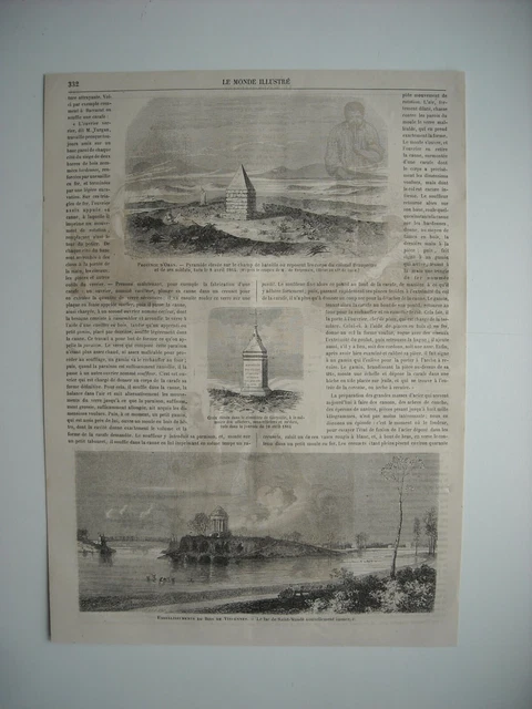 1864 Engraving. Funeral Monuments Memory French Soldiers In Algeria. Vincennes.