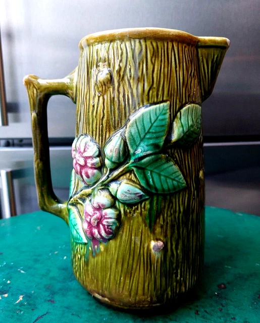 Pichet Barbotine Ancien - Style Art Nouveau - Céramique Faïence - Déco 1900 - Voir Photos