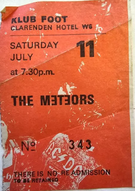 The Meteors original used concert tour ticket klub foot live music memorabilia