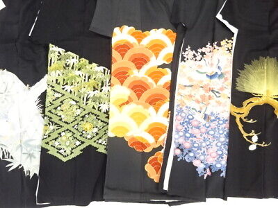 72311# Japanese Kimono / Antique Tomesode / Set Of 5