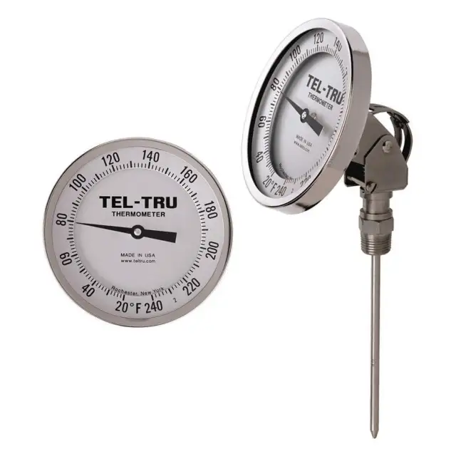 TEL-TRU AA575R-0667 Analog Dial Thermometer,Stem 6" L