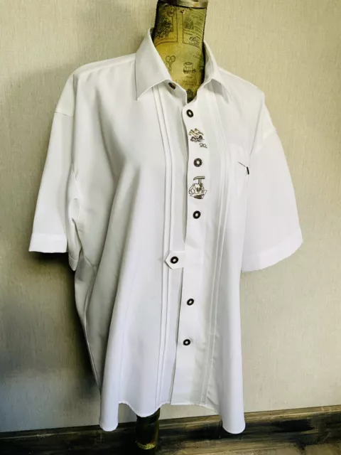 Camicie uomo maniche lunghe costume tradizionale XL ricamo bianco Anna