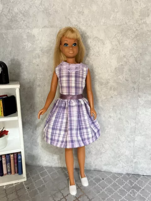 Homemade clothes for 9 inch dolls- Purple Plaid Dress