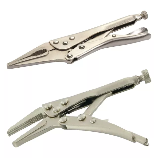 Self Locking Long Nose Pliers 5" & 9" Nickel Plated Curved Mole Vice Grips 